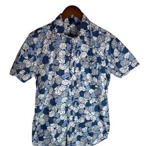 Disney The Little Mermaid Tiki Shirt Blue Small Flounder Sebastian Hawaiian